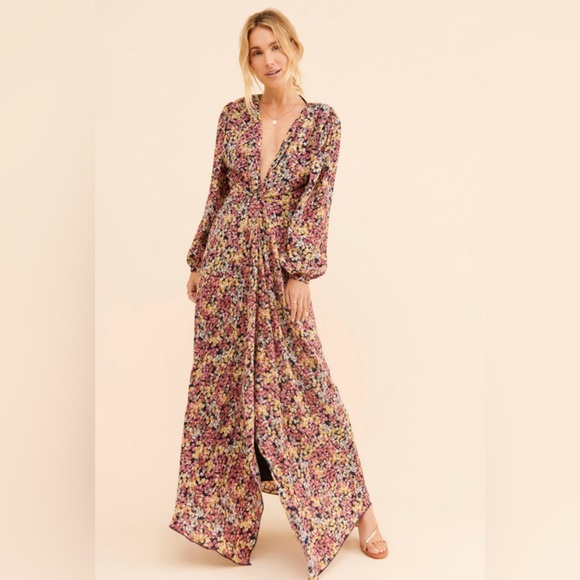 Draped Floral Maxi Dress - Picture 1 of 8